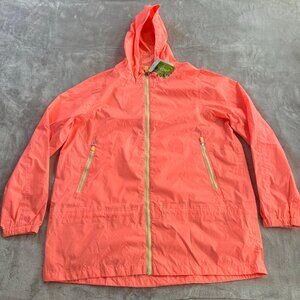 Active Neon Orange Lightweight Hooded Rain Jacket